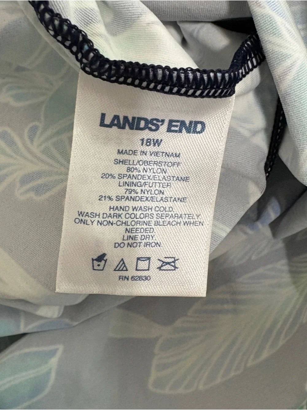 Lands End Navy Floral Underwire Tankini Swim Top